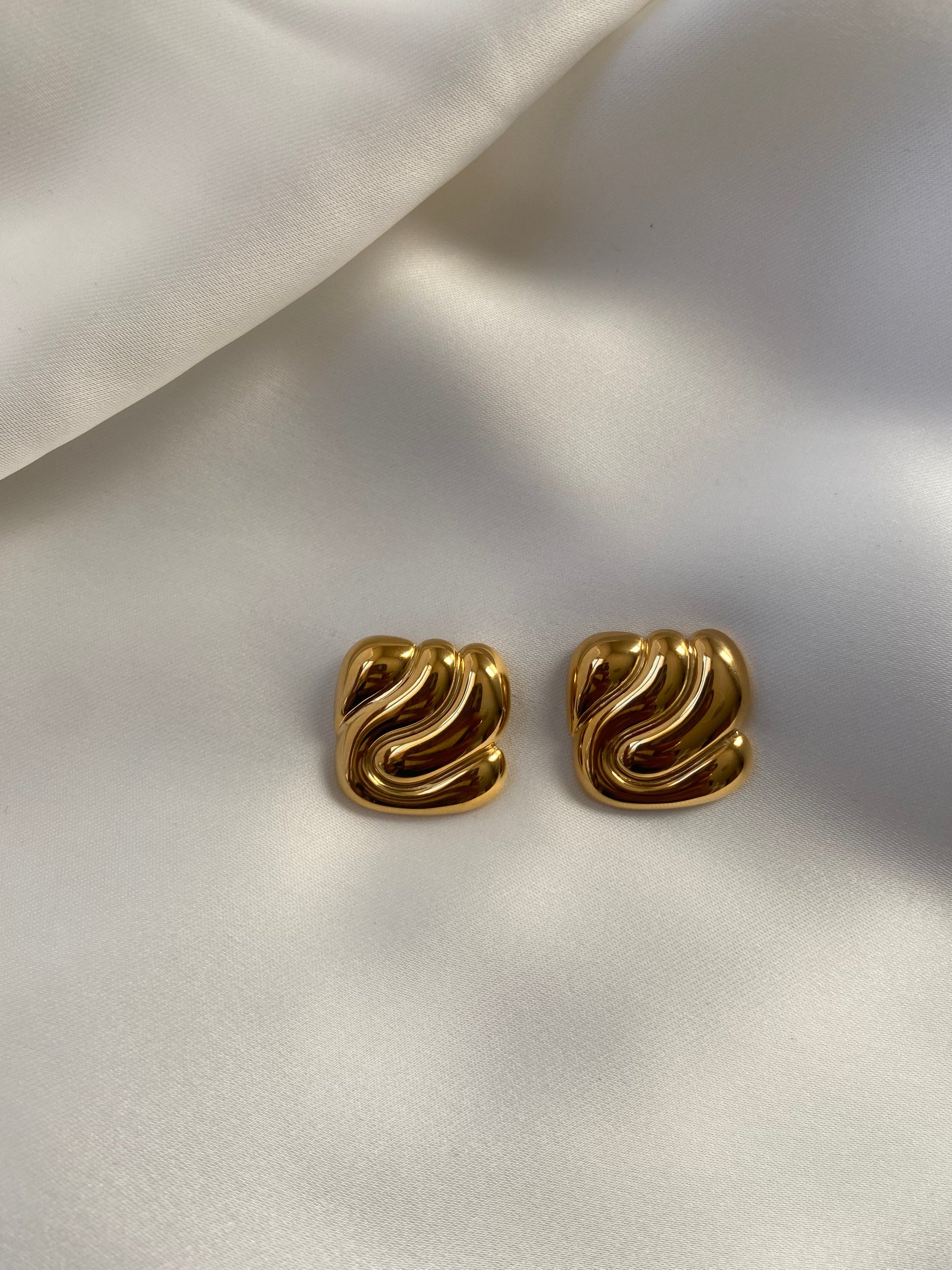 Gold Tone Swirl Earrings
