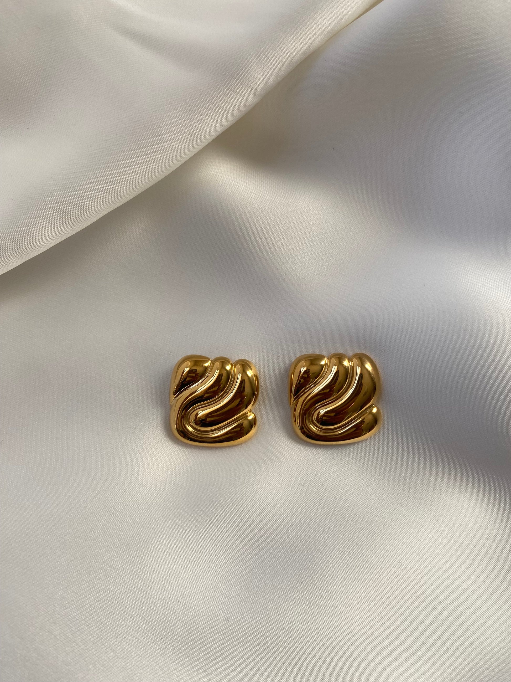 Gold Tone Swirl Earrings
